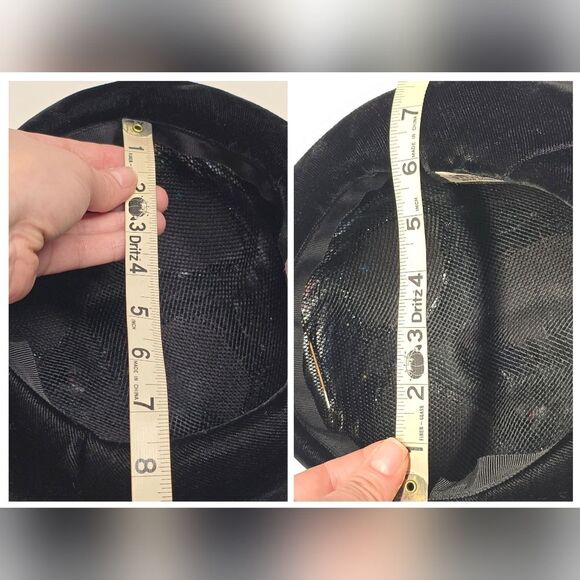 Vintage Black Red Blue Feathers Velvet And Mesh Hat Derby Church Formal Evening - Picture 7 of 11